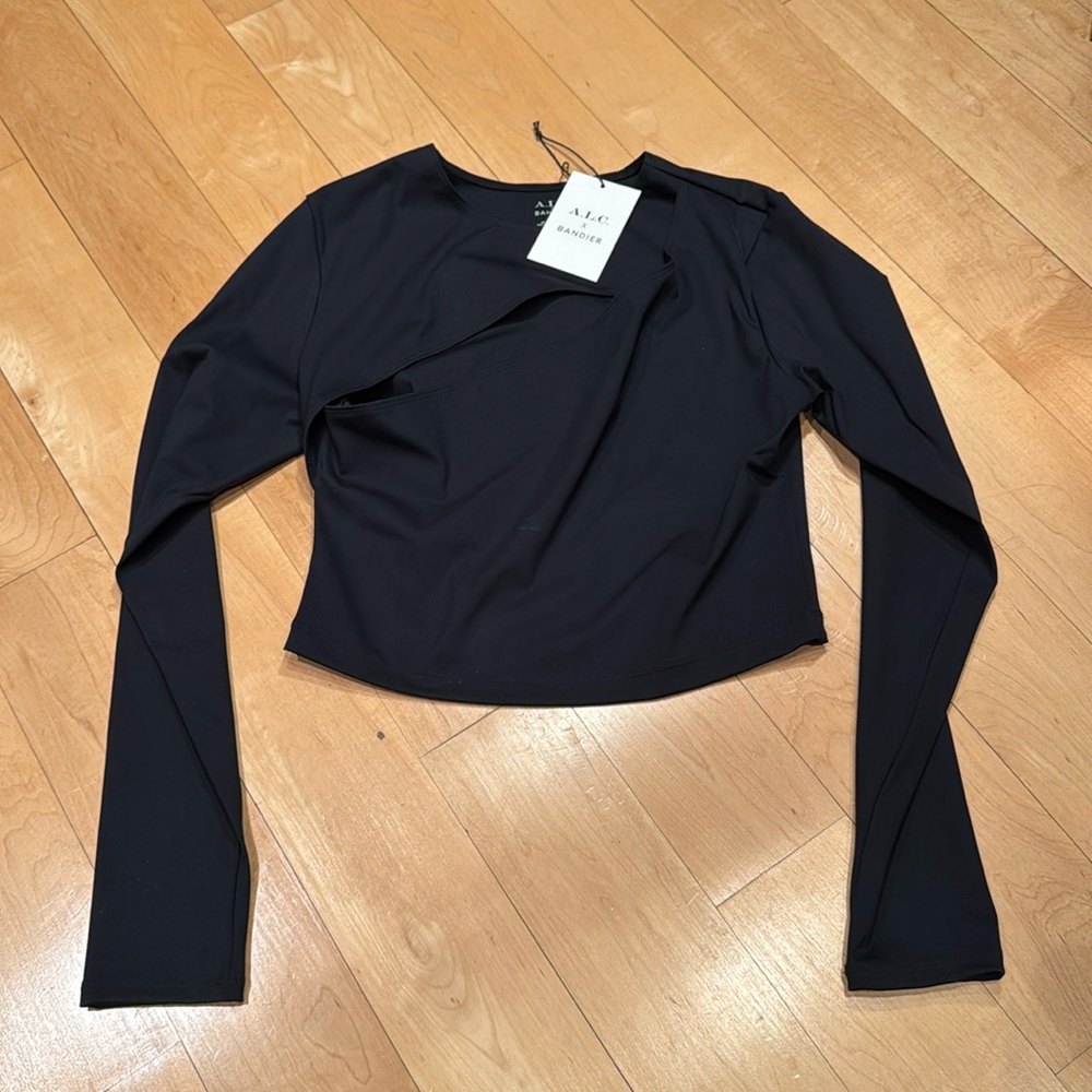 ALC x Bandier Long Sleeve Cut Out Cropped Crew